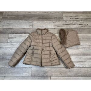 Culture Contour tan puffer jacket with removable hood size M